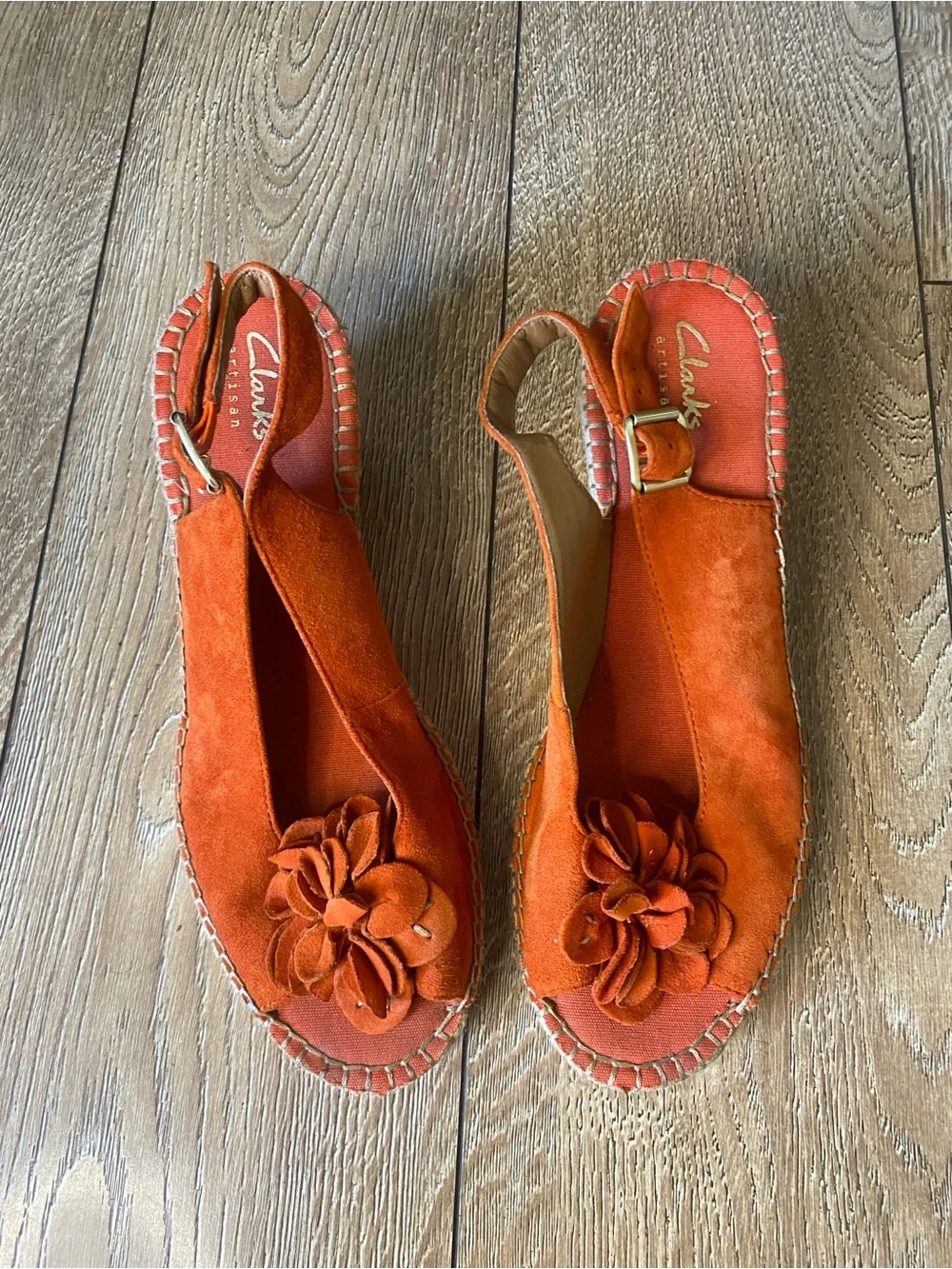 Clarks Orange Suede Slingback Summer Sandal